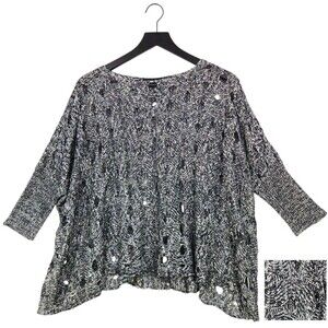 Frank Lyman Womans Sweater Small Cut-Out Multi-Color Sequin Party Holiday NYE